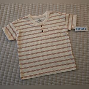 Carter's Cream & Red Striped Short-Sleeve Kids Tee